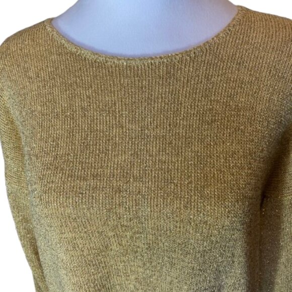 Dana Scott Vintage Gold Sparkle Top Pull-Over Round Neck Relaxed Fit LS, size XL - Picture 11 of 12